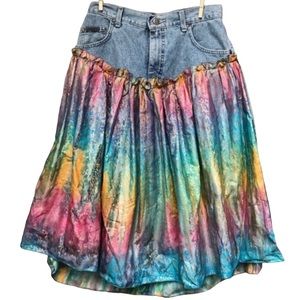Upcycled Shimmery Jean Skirt size 8